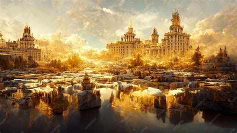 Premium Photo | Luxury big golden city wallpaper background