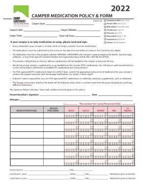 Fillable Online Camper Medication Administration Template - PDF ...