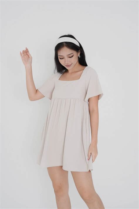 *TPZ* TIAVA BABYDOLL DRESS IN IVORY TAUPE - ShopperBoard