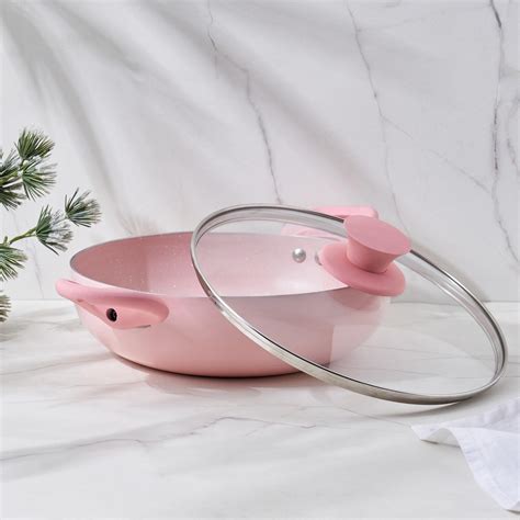 Buy Colour Refresh Aluminium Non-Stick Kadhai with Glass Lid - 37.5cm ...