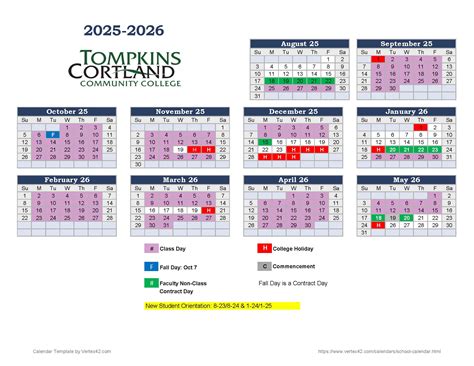 Academic Calendar | Tompkins Cortland Community College Catalog