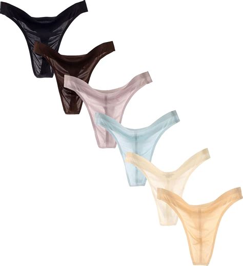 Buy Men's Thongs G String Ice Silk Low-Rise Panties 6 Colors Online at ...