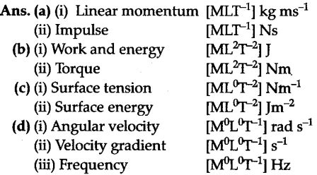 Mention some physical quantities having same dimensional formulae but ...