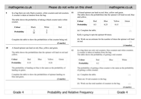 Image result for GCSE Maths Algebra Probability Worksheet