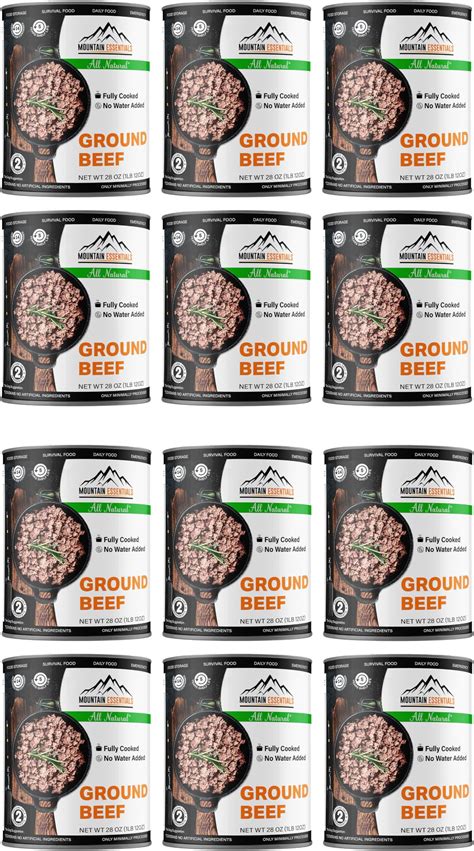 Amazon.com: MOUNTAIN ESSENTIALS Canned Ground Beef 28 Ounce Cans Fully ...