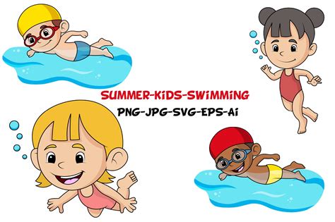 Summer Swimming Kids Clip Art