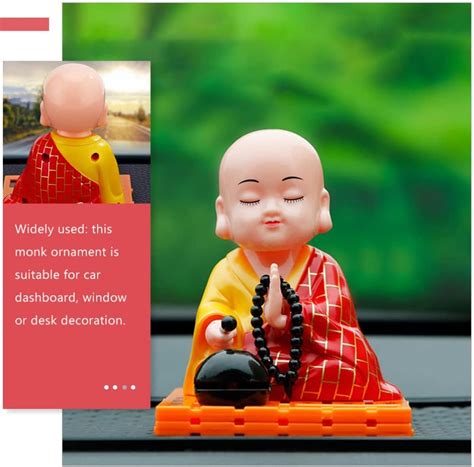 Buy Tofficu Little Monk Figurine Solar Head Toys Funny Car Shaking Head ...