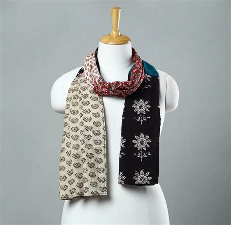 Multicolor Bagh Block Printed Patchwork Cotton Stole
