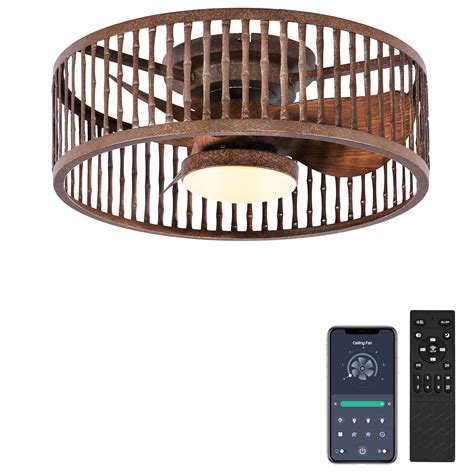 Ceiling Fan with Light Remote Control - 20 Inch Farmhouse Low Profile ...