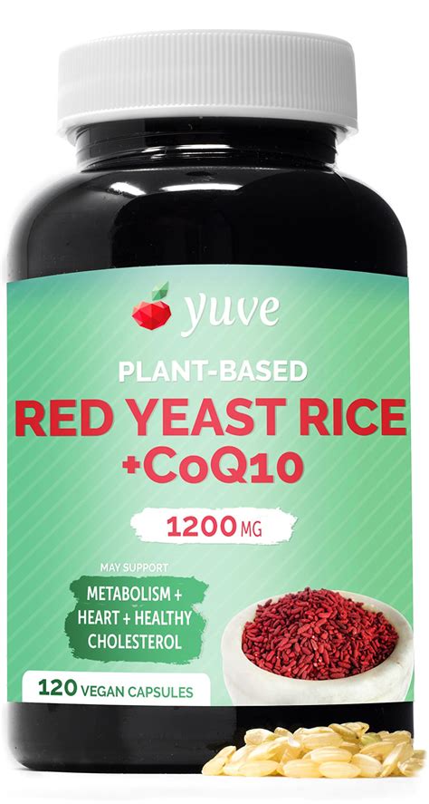 Red Yeast Rice 1200mg Capsules with CoQ10 for Cardiovascular Health - Cholesterol ...