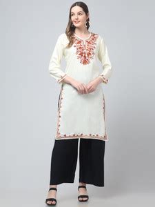 FamBee Women Chikan Embroidery Straight Kurta - Buy FamBee Women Chikan ...