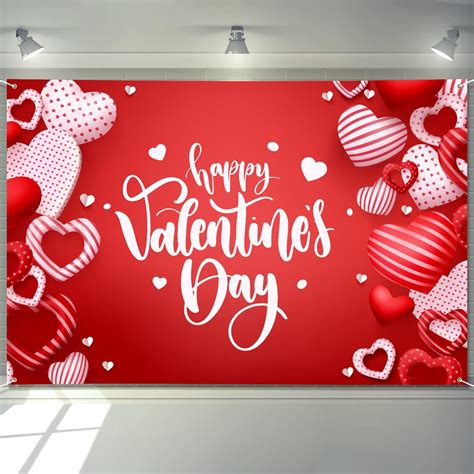 Amazon.com: Arosche Large Valentines Day Banner 72" x 48" Decorations ...