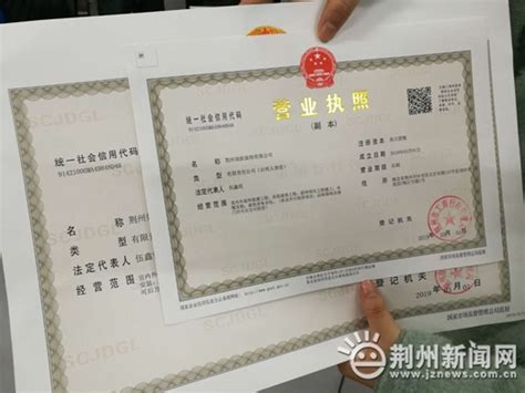 荆州颁发首张“电子营业执照”，快来看看长啥样！