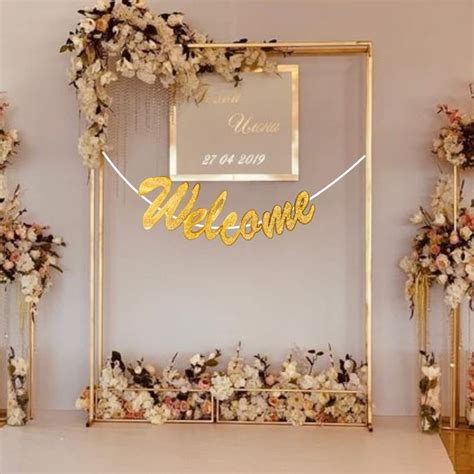 Wanna Party Cursive Welcome Banner Glitter Gold