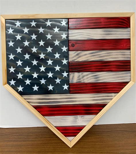 Wooden American Flag Home Plate, Patriotic, Veteran Decor - Etsy