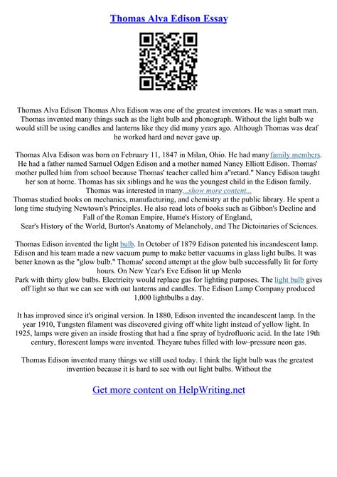 Thomas Edison Essay | PDF