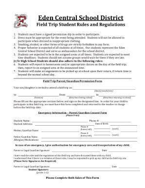 Fillable Online Eden CSD Field Trip Student Form 201415.docx Fax Email ...
