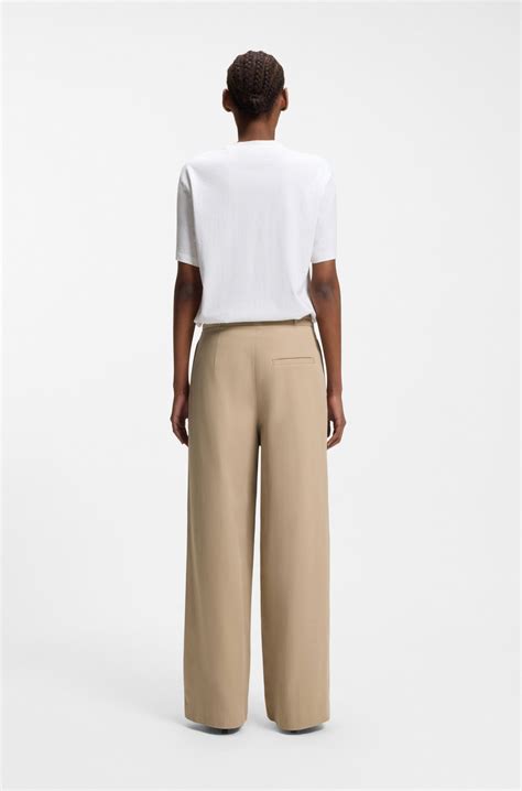 HUGO - Straight-fit trousers with gold-tone carabiner chain - Light Beige