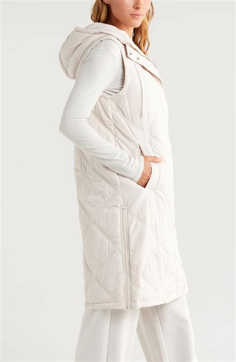 Zella Long Hooded Puffer Vest | Nordstrom