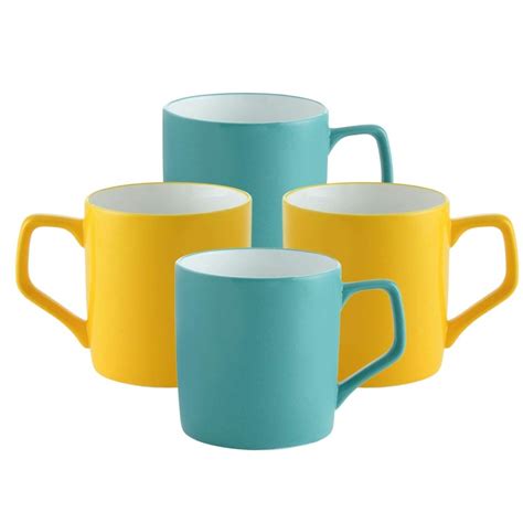 Clay Craft Ceramic Coffee Mugs - Set of 4, Multicolor, 230ml – Velan Store