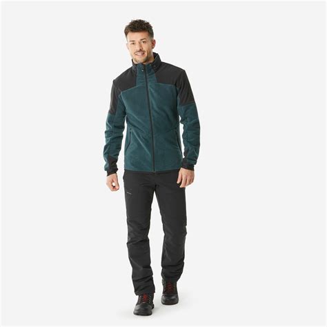 Men’s Fleece Hiking Jacket – SH 500 - Abyss green, smoked black ...