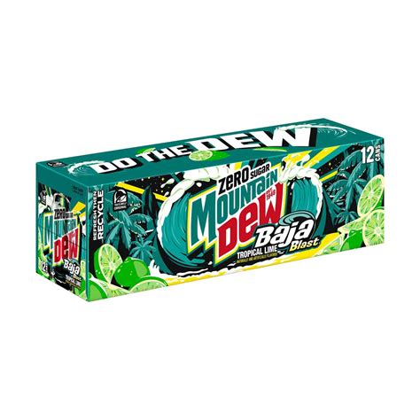 Buy Mountain Dew Zero Sugar Baja Blast Soda, Tropical Lime, 12 fl oz ...
