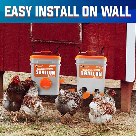 Snapklik.com : 5-Gallon/44 Pounds Automatic Chicken Feeder & Waterer Set