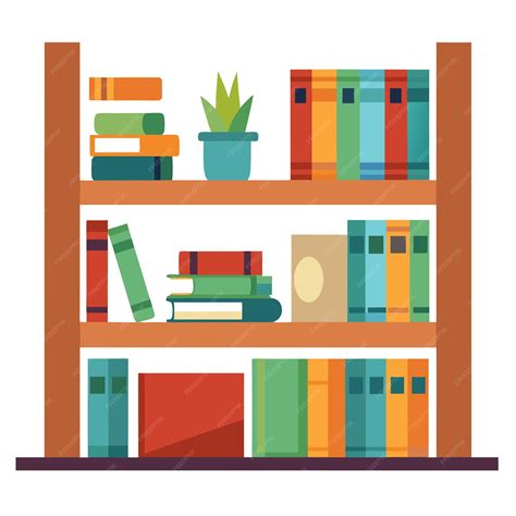 Bookshelf clip art and Vector Design With a White Background | Premium ...