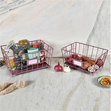 Elan LOFT Rectangle Baskets for Vegetables and Fruits (Set of 2, Mauve ...