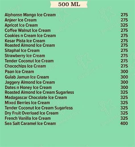 Menu at NIC Ice Creams, Chandigarh