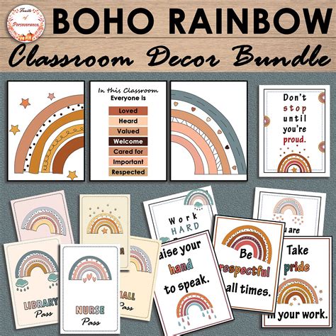 Boho Rainbow Classroom Decor Bundle Back to School | Made By Teachers ...