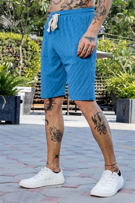 Blue Textured Oversized Round Neck Tee & Shorts Co-ord Set – House of Koala