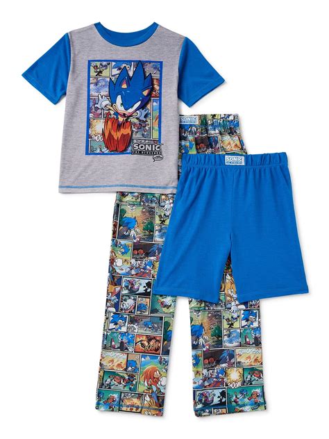 Buy Sonic the Hedgehog Boys Short Sleeve Top, Pants and Shorts, 3-Piece ...