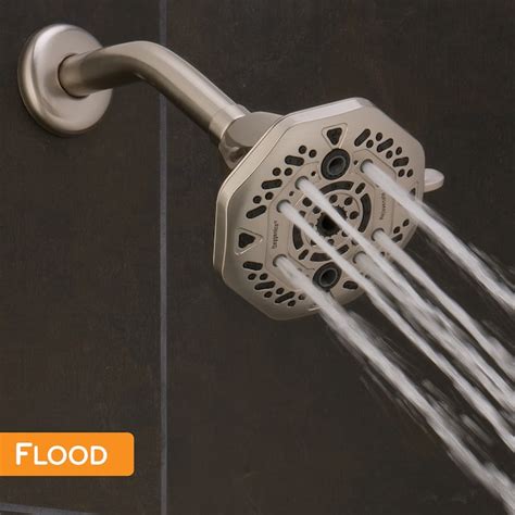 Oxygenics Rejuvenate Brushed Nickel 4-in Octagonal Dual/Combo Shower ...