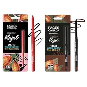 Buy FACES CANADA Magnet Eyes Black (0.35g) + Brown Kajal (0.30g) Combo ...