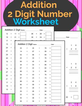 Image result for Addition Two Digit Number Worksheets