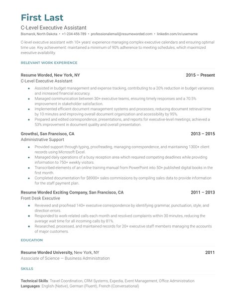 14 Executive Assistant CV Examples for 2025 | Resume Worded
