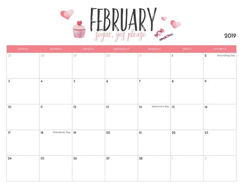 Free Printable February Calendars