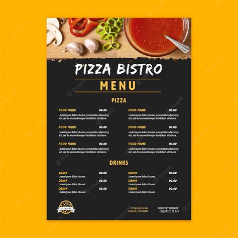 Pizza Restaurant Menu 的图像结果