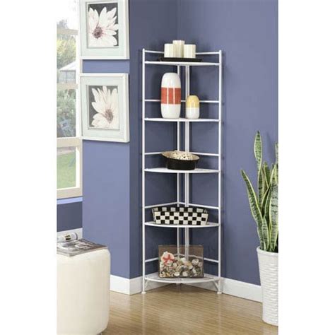 4-Tier Folding Corner Bookcase - White www.gepil.in