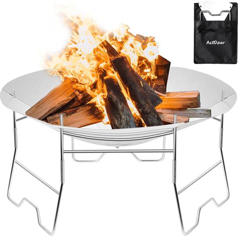 Amazon.com : ActDoer Portable Camping Fire Pit - 17 inch Wood Burning ...