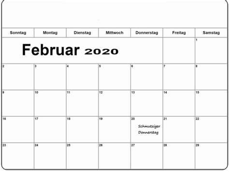 Resultado de imagen de kalender februar 2020 mit feiertagen