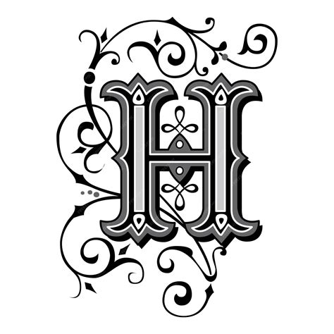 Premium Vector | Art tuscani initial caps font capital letter h vector design illustration