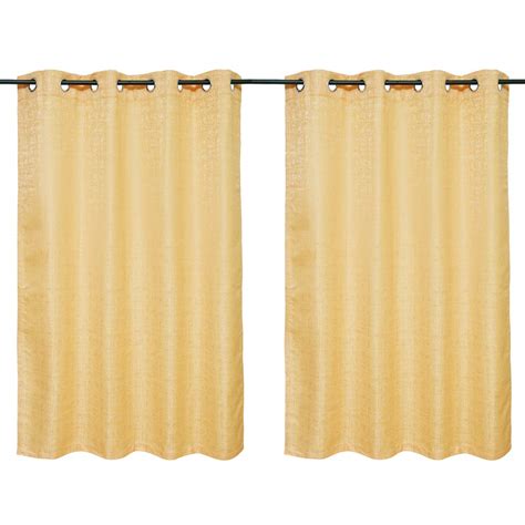 Buy HomeTown Set of 2 Window Curtains Nora Solid Mustard Online at Low ...