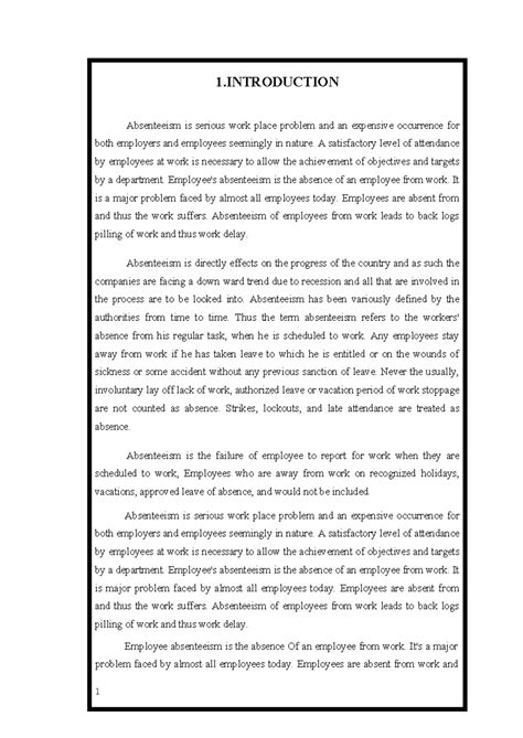 Doc project - Poject - 1 .INTRODUCTION Absenteeism is serious work ...