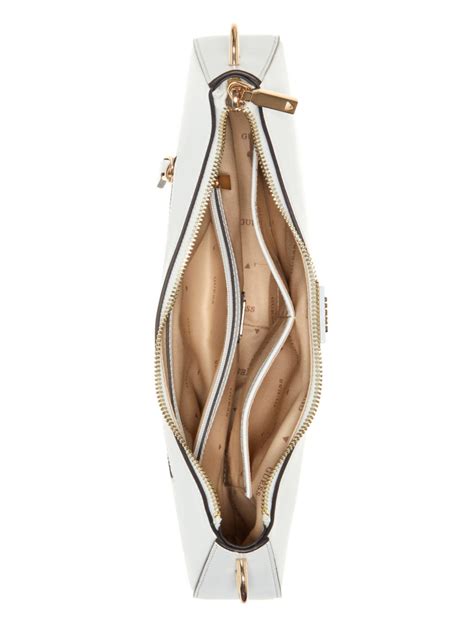 Buy Guess White Solid Corina Top Zip Handbag Online