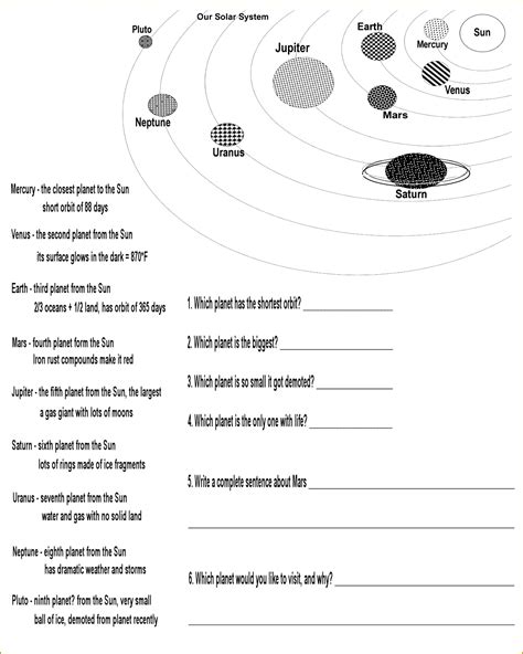 Solar System Worksheet 的图像结果