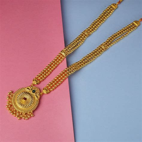 Shop online handmade kolhapuri long haar design with gold pendant ...