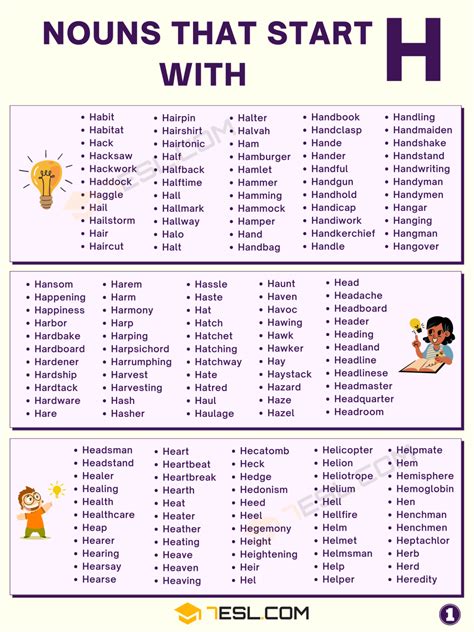 400+ Nouns that Start with H in English • 7ESL