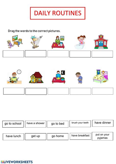 Daily Routine Worksheet 的图像结果
